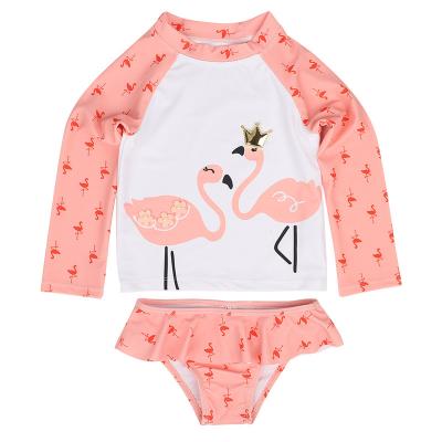 China 2022 New QUICK DRY girls long sleeve sunsuit with panties kids swimwear little girl two piece swimsuit for sale