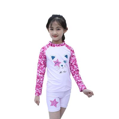 China QUICK DRY girls long sleeve sunsuit with panties kids swimwear little girl two piece swimsuit for sale