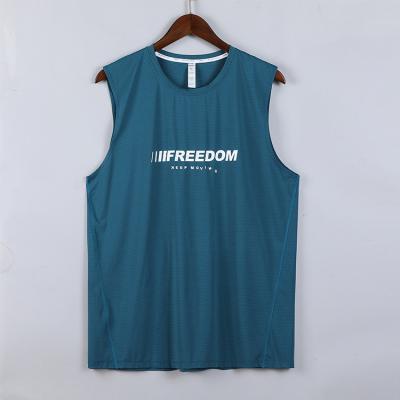 China QUICK DRY Men's Basketball Vest T-shirt Quick Dry Ice Silk Fitness Training Sleeveless Vest Running Suit Sleeveless Top Short for sale