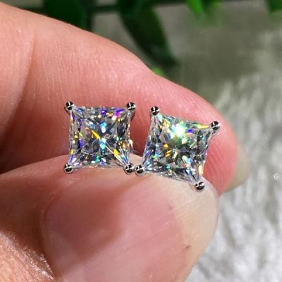 China CLASSIC Classic Design Ear Jewelry 5 Color Square Stud Earrings Stud Earrings Size Silver Crystal Zircon Unisex Stud Earrings for sale