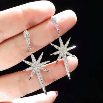 China New Fashion Romantic Charming Star Stud Earrings For Women Girls Korean Jewelry 2021 Cubic Zirconia Star Stud Earrings for sale