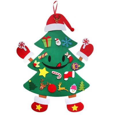 China Cheap Chirstmas Decor OEM Price DIY Felt Christmas Tree Set For Kids Door Hanging for sale