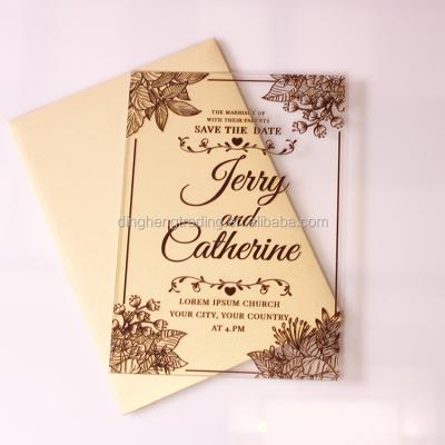 China Modern UV Printing Clear Acrylic Cards Invitations Luxury Design Wedding for sale