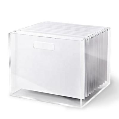 China Modern Custom Clear Acrylic Organizer Storage Box Office School Supplies File Holder for sale