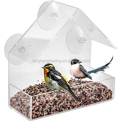 China Viable Custom Acrylic Shaped Window Wild Bird Feeder With Suction Cups for sale