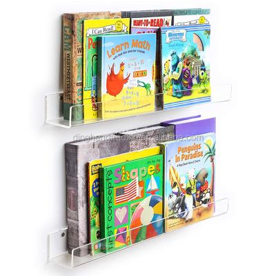 China Wall Mounted Clear Acrylic Invisible Floating Book Shelves For Kids Bookshelves For Kids 2 Packs for sale