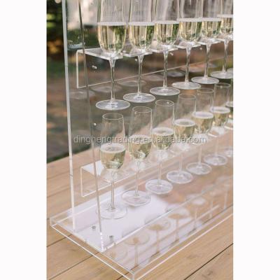 China Modern Clear Acrylic 3 Tier Champagne Wine Glass Cups Display Stand Holder Wall For Wedding for sale