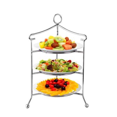 China Wholesale Modern Stainless Steel 3 Tier Dessert Buffet Food Display Stand Buffet Server Cake Stand Metal for sale