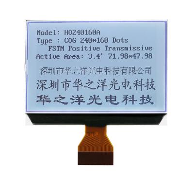 China Fstn Type White Bottom 240x160 Dot Matrix LCD ODM Graphics Module 3.7inch for sale