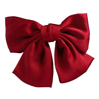 China Ribbon Solid Color Bowknot Women Hair Barrettes Satin Big Hair Accessories Bows Hair Clip For Girls for sale