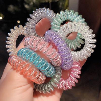 China High Quality Hair Ring Elastic Hair Band Traceless PVC Telephone Cord Hair Tie 3.8cm for sale