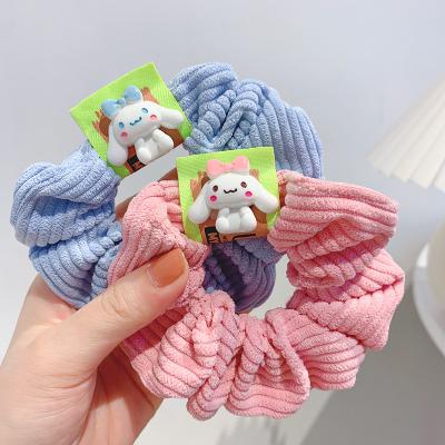 China Cute Cotton Cartoon Dog Scrunchies Hair Ties For Girl Kids Cotton Scrunchy Cartoon Custom Ponytail Holder Lovely For Gilrs for sale