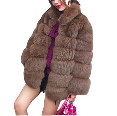 China 2020 Dark Blue Imitation Fox Fur Ladies Jacket Winter Women's Warmth Fashion Garment Factory Direct Sales for sale