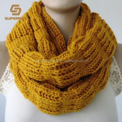 China V432 Unisex Winter Long Scarf Chunky Cable Knit Infinity Circle Warm Chunky Loop Scarf for sale