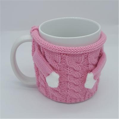 China Cozy Knitted Cozy Coffee Cup Warmer Coffee Mug Sweater Knit Cozy Coffee Cup Warmer Pink Cup Blanket Sleeve for sale