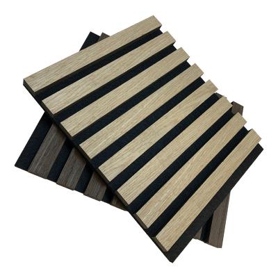 China Highly Efficient Sound Absorption Competitive Price 22MM Eco-friendly Haoran Wooden Slatted Acoustic Panels New Upcoming Acoustic Panels For Soundproofing for sale