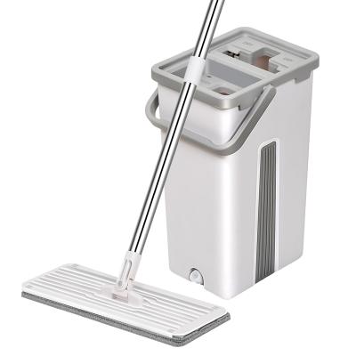 China Sustainable Hot Selling Self Floor Cleaning Flat Mop With Bucket Microfiber Flat Mop Pad for sale