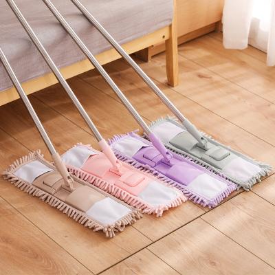 China Hot Selling 4 Color Durable Microfiber Floor Mops Chenille Cloth Pocket Mops Retractable Flat Mops for sale