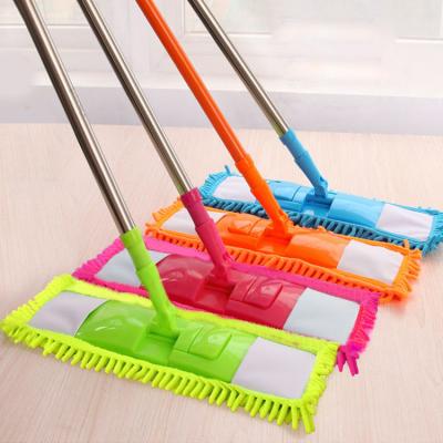 China Factory Price Sustainable Microfiber Floor Cleaning Retractable Durable Flat Chenille Cloth Brooms for sale