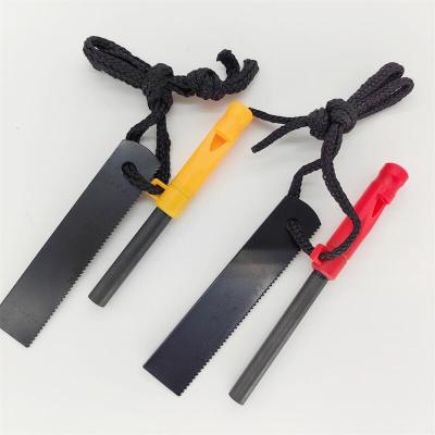 China Outdoors -7W Survival Mini Cheap Swedish Fire Steel Magnesium Flint Rod Fire Starter With Emergency Whistle for sale