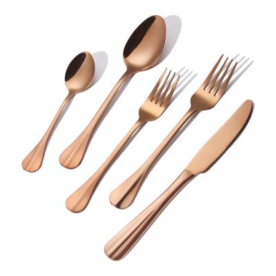 China Sustainable Portable New Person Stainless Steel Rose Gold Cutlery Set For Wholesale for sale