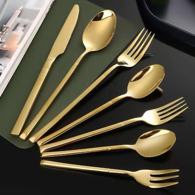 China Sustainable Knight PVD Titanium Plated Stainless Steel 304 Gold Spoon Fork, Gold Cutlery, Black Silverware For Events for sale