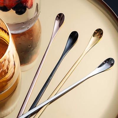 China Viable High Quality 304 Stainless Steel Gold Mirror Copper Cocktail Stirrer Long Bar Spoon For Bartender Kits for sale