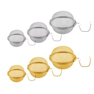 China Sustainable Food Grade 304 Stainless Steel 18/8 Mesh Tea Infuser Ball Tea Strainer Tea Filter With Chain for sale