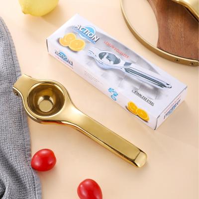 China Viable Metal Citrus Lemon Squeezer Hand Manual Stainless Steel Fruit Squeezer Kitchen Tools With Free Box for sale