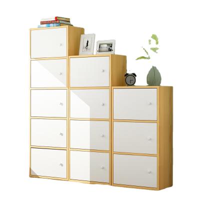 China Convertible simple modern white wooden book shelves with door 3 to 5 row for choose for sale