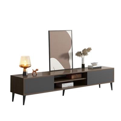 China Modern Tabletop TV Stand Wooden Storage TV Cabinet With Steel Frame Legs for sale