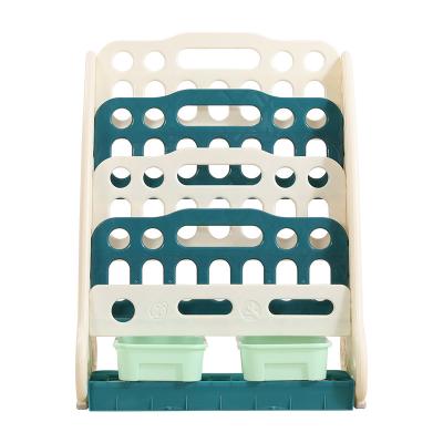 China Simple Home Baby Toy Storage Rack Kindergarten Book Floor Modern Kids Shelf Stretch Cartoon Picture Book Plastic Holder for sale