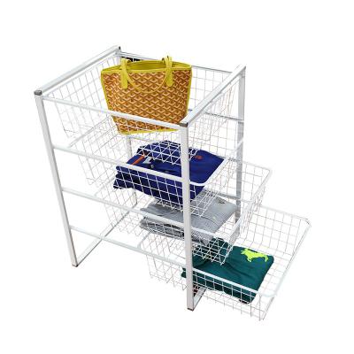 China Best Viable Selling 4 Tier Storage Unit With Metal Wire Basket Drawers for sale