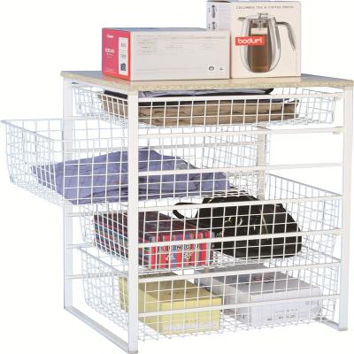 China Sustainable Wardrobe Sliding Pull Out Metal Basket For Home Furniture for sale