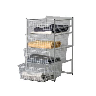 China Sustainable Metal Wire Closet Baskets For Storage / Cheap Sliding Wire Basket Drawers for sale