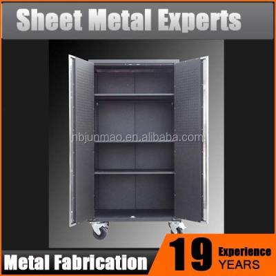 China Multi Purpose Garage Filing Cabinet Double Door Metal Storage Tall Cabinet On Wheels for sale