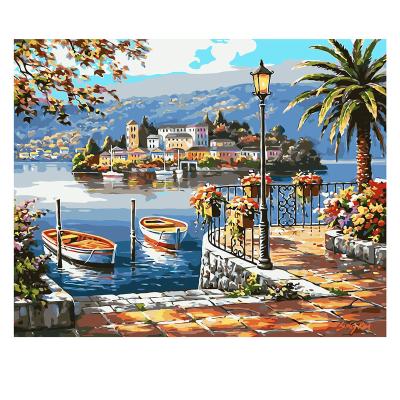 China Home decoration; gifts ; Wedding Decoration 50x40cm Digital Oil Painting City Garden Picture DIY Artwork Factory Direct Sales for sale