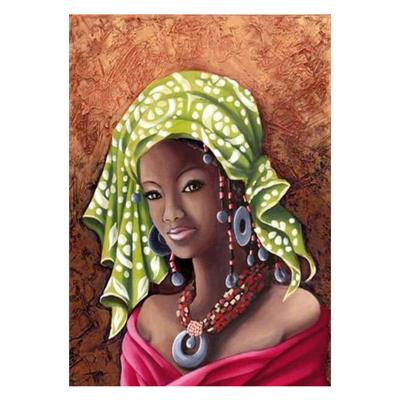 China Full Diamond 5D Modern Round Diamond Painting Woman DIY Diamond Embroidery Kit Canvas Art Mosaic African Home Decoration for sale