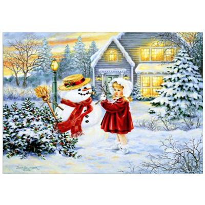 China Home decoration; gifts ; Wedding Decoration Christmas Gift Round 5D Diamond Painting Full Diamond Painting Snowman and Girl Diamond Embroidery Kit Home Decoration for sale