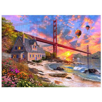 China Home decoration; gifts ; wedding full Diamond Embroidery Set DIY home decoration 5D Diamond Painting Sunset Village Round landscape decoration for sale