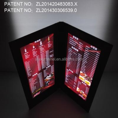 China silk screen hotel restaurant bar used leather menu holder / LED illuminated menu / menu light cover for sale