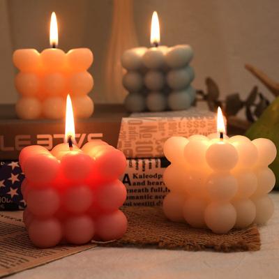 China Birthdays Factory Hot Sale Cube Aromatherapy Scented Geometric Candle Home Fragrance Shape Decoration Bubble Candle Soy Wax for sale