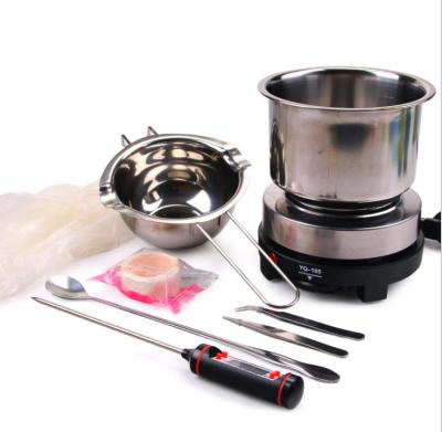 China Grace Candle Making Kit Double Mouth Wax Pot With Handle Red Heating Crucible DIY Tool Candle Melting Wick for sale