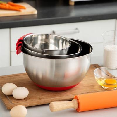 China Wholesale Stocked Factory Price Kitchen Utensils With Lid Handle Salad Dough Stainless Steel Mixing Bowl for sale