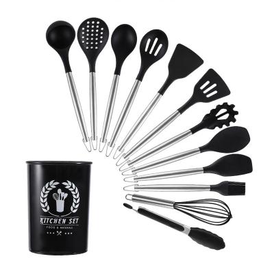 China Factory Supply Stocked Kitchen Accessories Nonstick Cookware Set 12 Pieces Utensil Silicone Kitchen Set Cooking Tools for sale