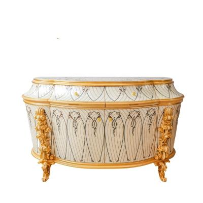 China (Size)Customized Luxury Design Adjustable Complete European Style Hand - Carved Natural Shell Patterned Dining Cabinet Furniture LV304 for sale