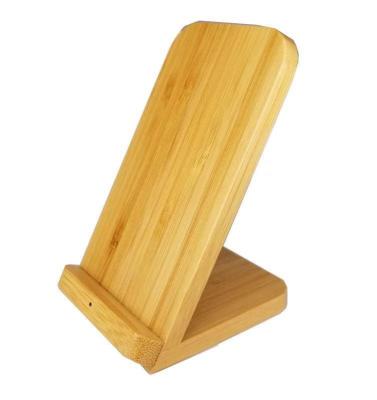 China Multi Function as Phone Holder and Charger Eco-Friendly Bamboo Wireless Charger Wooden Radio 2 in 1 QI 10W Double Coil Fast Charging Wireless Phone Vertical Stand Holder for sale