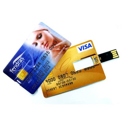 China Plastic Full Color Logo Branded 8GB 16GB Slim Shape Business USB Credit Card Flash Drive for sale