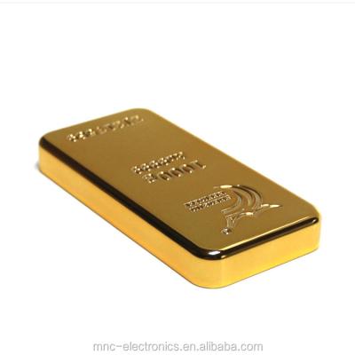 China Soft PU Leather Cover And Dual USB Outlet Gold Jewelry Company Christmas Promotion Gift Customized Pure Laser Logo 5000mAh Gold Shape Power Bank with gift box for sale