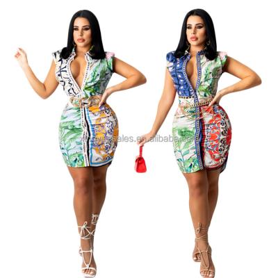 China Xy7018 Fashion QUICK DRY Mid-Pants Printing Sleeveless Blouse Woman Shirt Dress Dresses Jumpsuit for sale